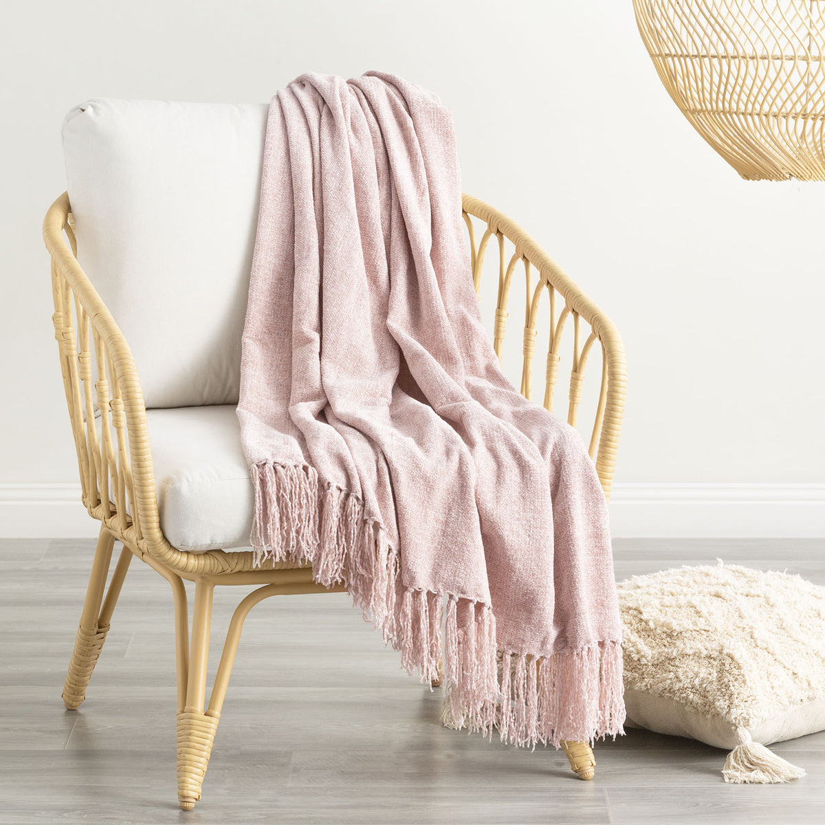 Renee Taylor Newland 130x170cm Chenille Throw Soft Plush Blanket Lotus