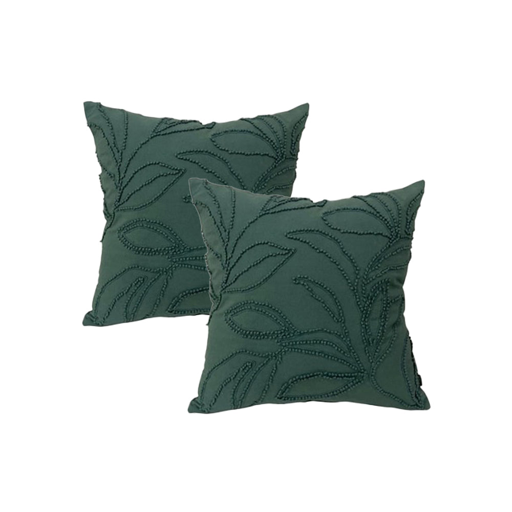 2pc Cloud Linen Riviera Cotton/Feather 50cm Embroidered Cushion Square Teal