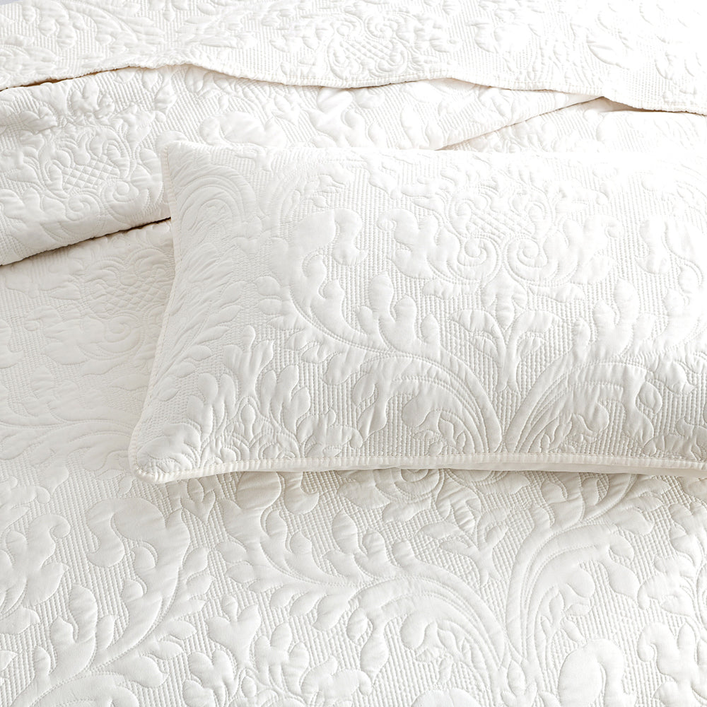 Renee Taylor Berlin Jacquard Single/Double Coverlet/2x Pillowcases Stone