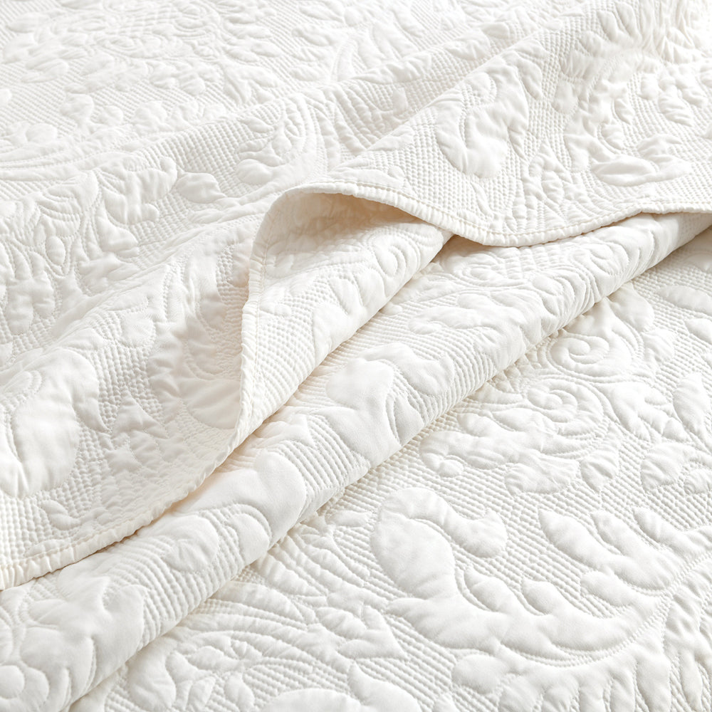 Renee Taylor Berlin Jacquard Single/Double Coverlet/2x Pillowcases Stone