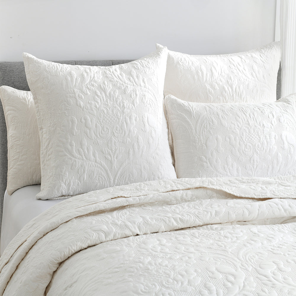 Renee Taylor Berlin Jacquard Queen/King Coverlet/2x Pillowcases Stone