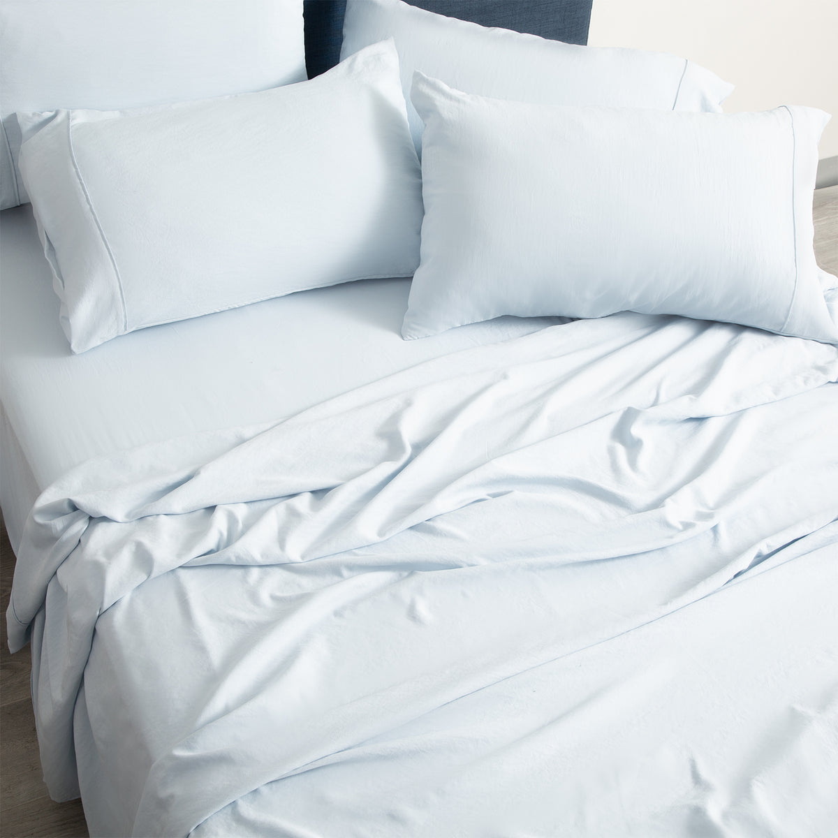 Ddecor Home Ultra Plush King Single Microfiber Sheet Set VNT Washed Blue