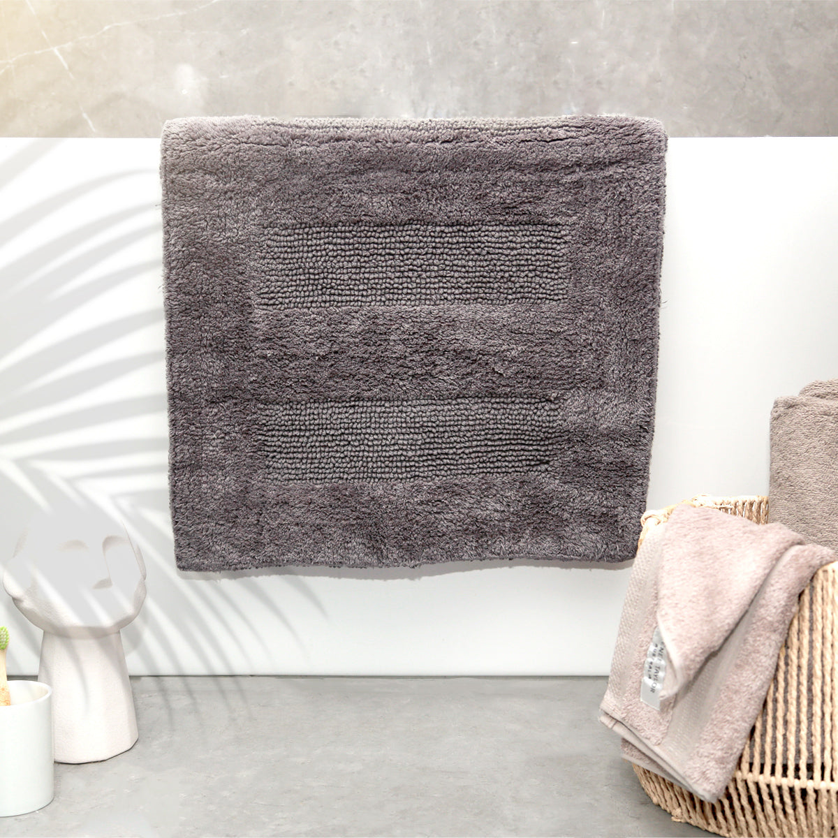 Renee Taylor Retreat 80cm Cotton Bath Mat Reversible Nickel