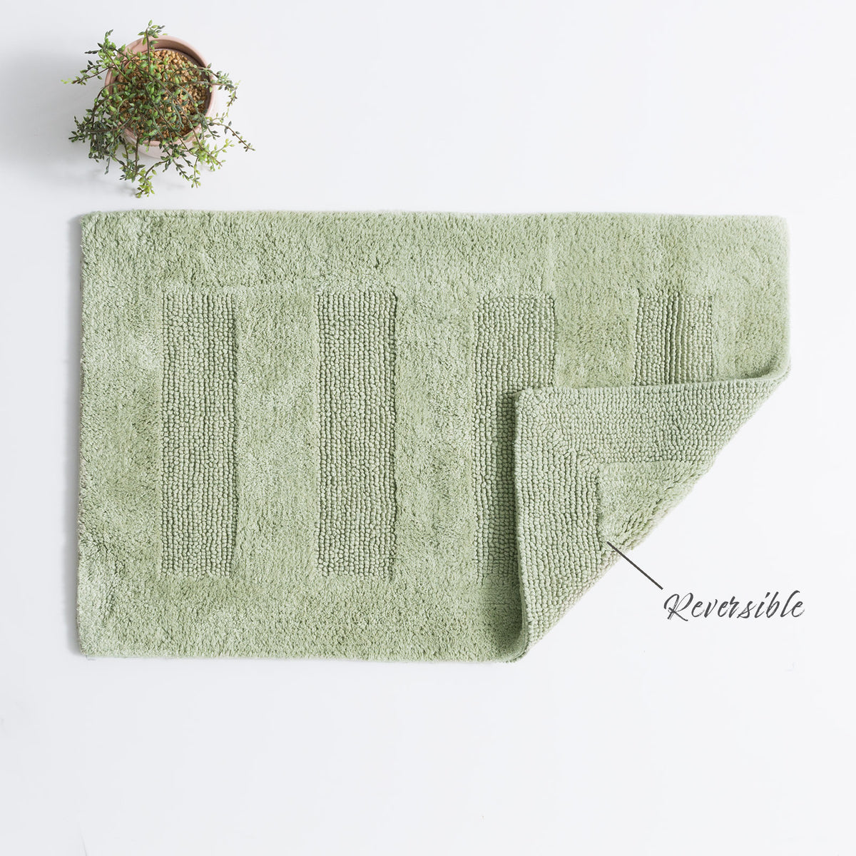 Renee Taylor Retreat 80cm Cotton Bath Mat Reversible Khaki