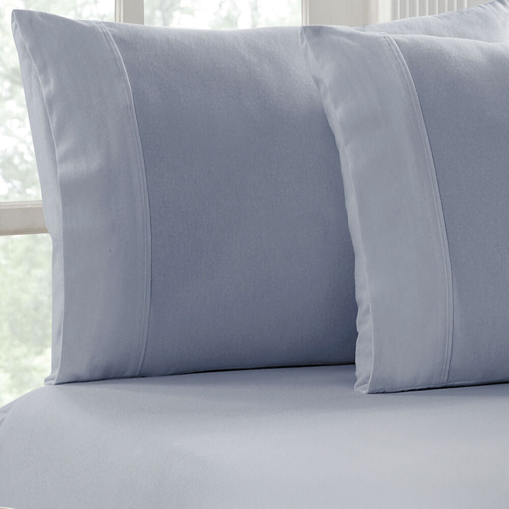 Park Avenue Cotton Flannelette Fitted Pillowcase Set Sky