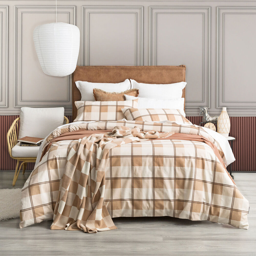 Park Avenue Cotton Flannelette Quilt Cover Sets Twill Checks