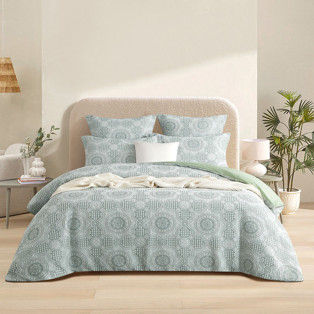 2PK Renee Taylor Dakota Jacquard European Square Pillowcase 65x65cm Sage Green