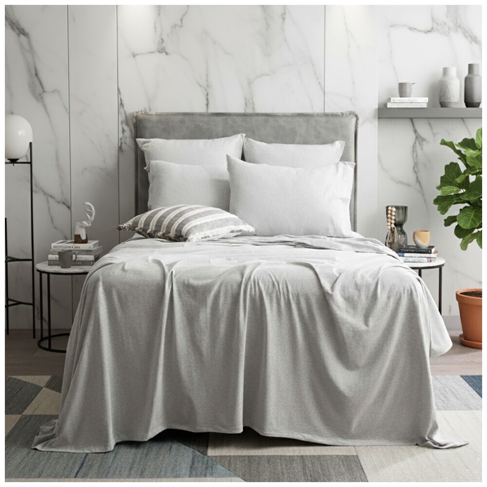 2pc Renee Taylor Comfort T’s Organic Cotton Standard Pillowcase Grey Marle