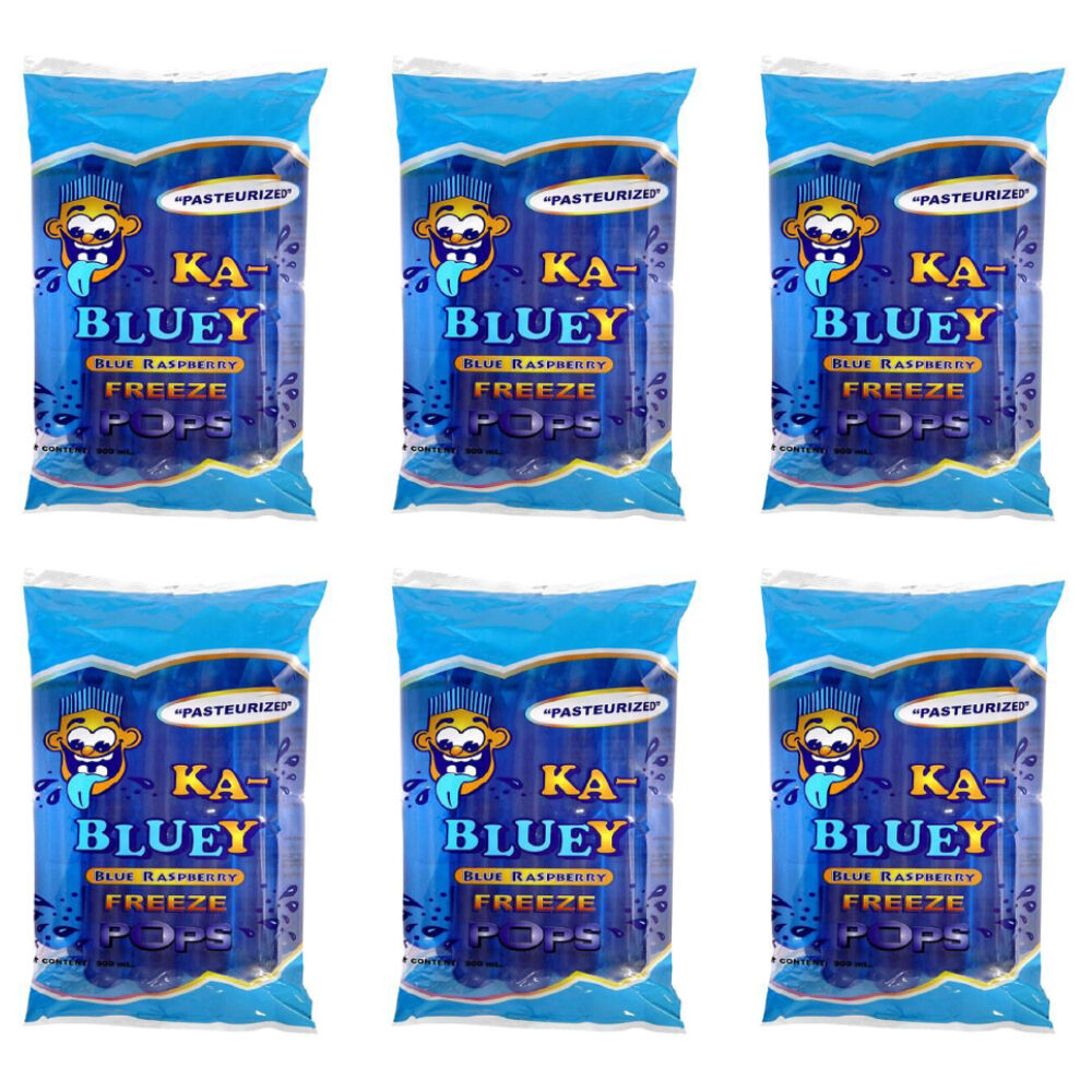 6x 10pc Ka-Bluey Freeze Ice Pops w/ Blue Raspbery Flavour 900ml
