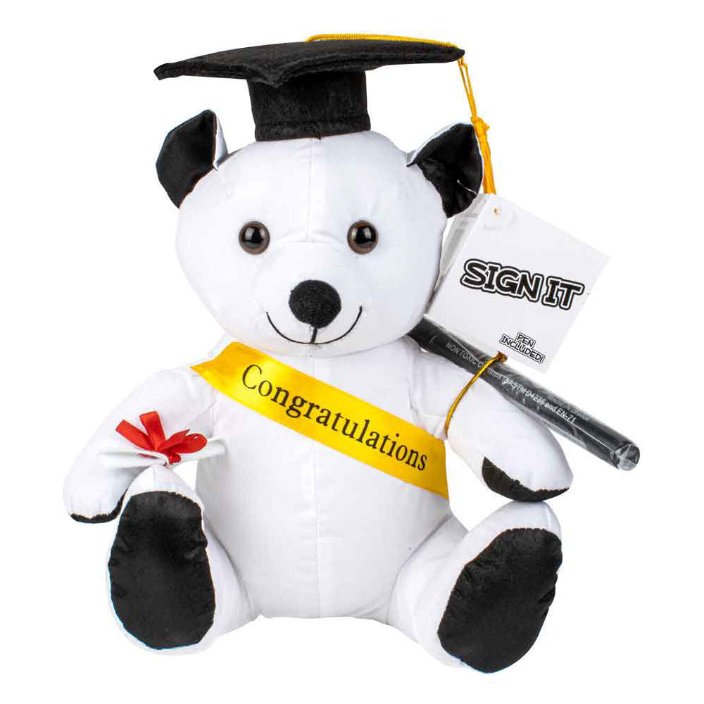 2PK Signature Cotton Graduation Bear w/ Texta 20cm White