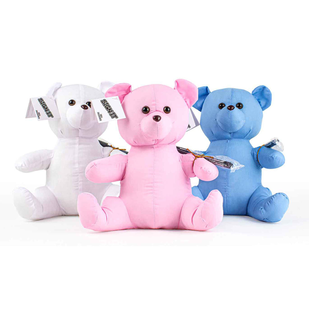 Signature Bear Stuffed Animal Toy w/ Marker Personalised Gift Blue 25cm