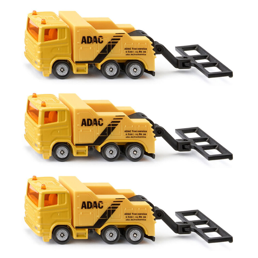3PK Siku ADAC Yellow Tow Truck Vehicle Kids/Children Toy 3y+
