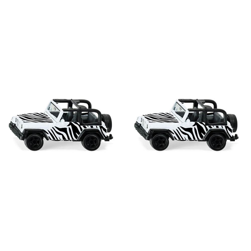 2PK Siku Jeep Wrangler Safari Black/White Diecast Metal Toy Car 3y+