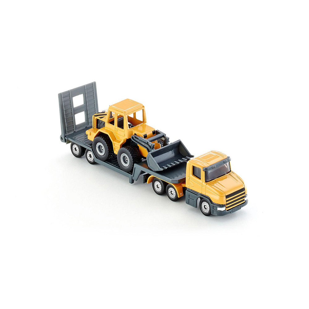 2PK Siku 1616 Low Loader Truck w/ Front Loader Diecast 158mm Toy 3y+