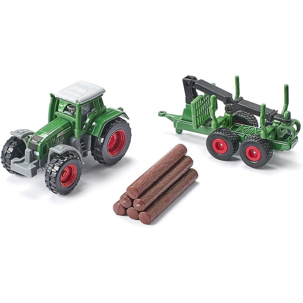 2PK Siku 1645 Fendt Tractor w/ Forestry Trailer Diecast 147mm Toy 3y+