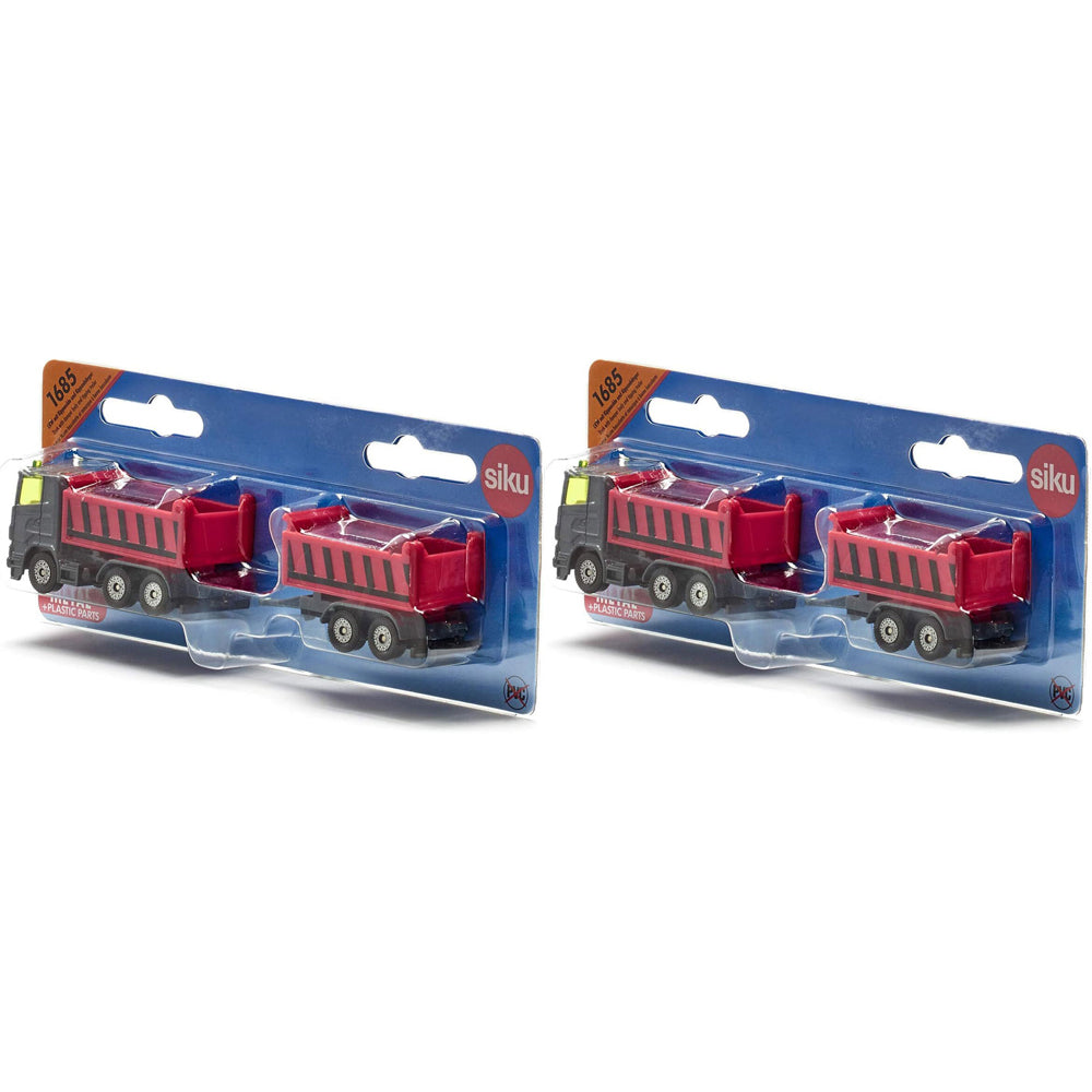 2PK Siku 1685 Truck w/ Dumper Body & Tipping Trailer 152mm Kids Toy 3y+