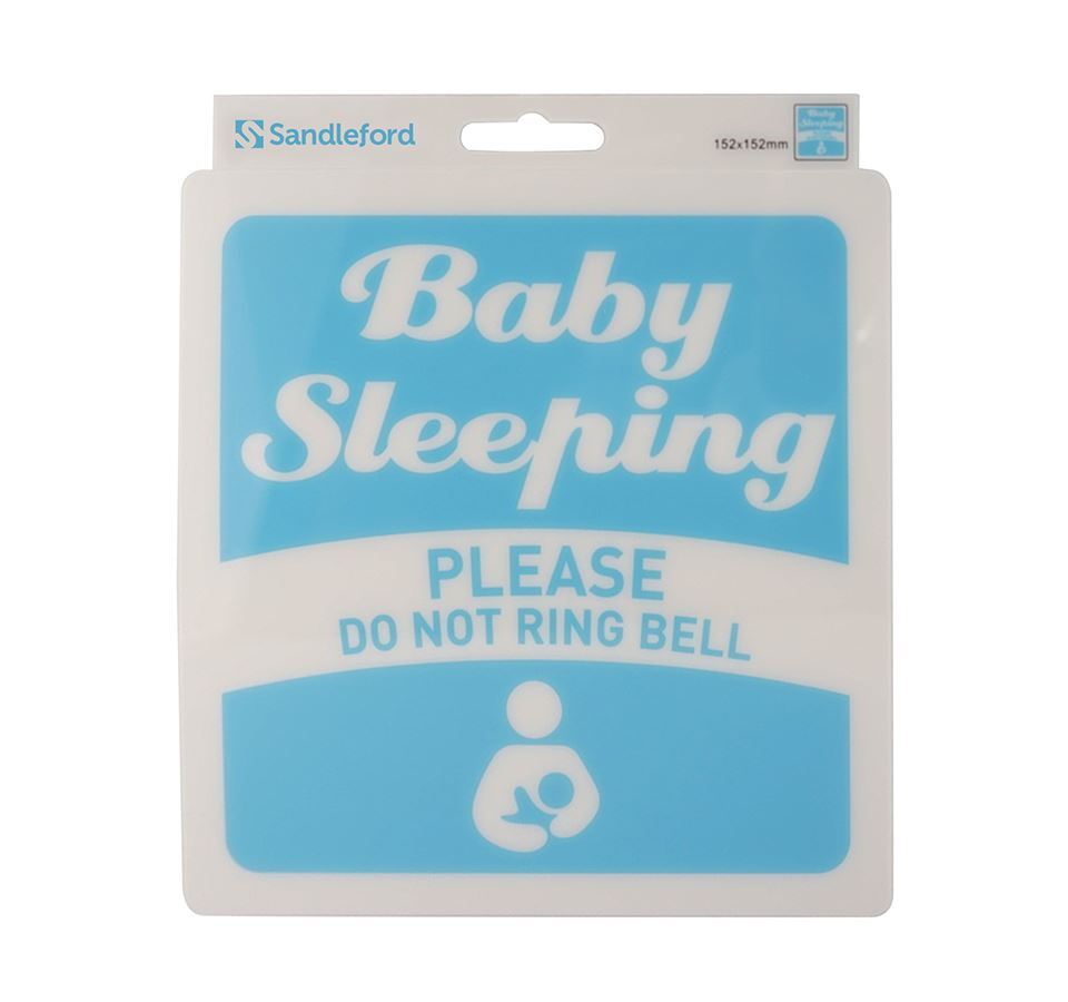 Baby Sleeping Please Do Not Ring Bell 152x152x0.8mm Strong Self Adhesive Polycarbonate