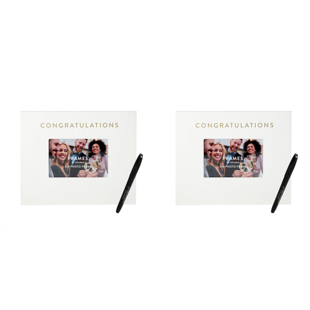2PK Splosh Congratulations Signature Frame w/ Marker 27.5x23cm - White