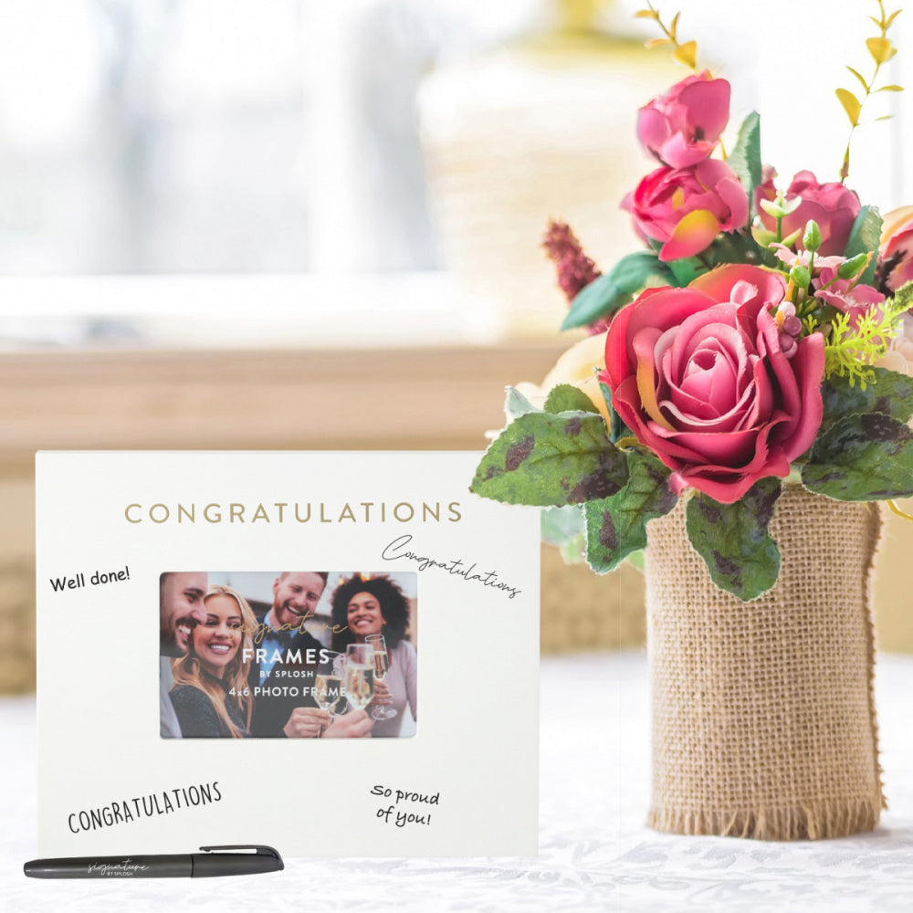 2PK Splosh Congratulations Signature Frame w/ Marker 27.5x23cm - White