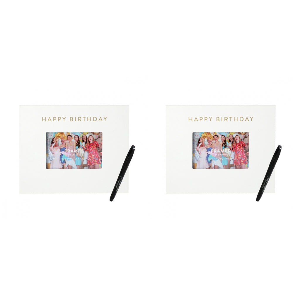2PK Splosh Happy Birthday Signature Frame w/ Marker 27.5x23cm - White