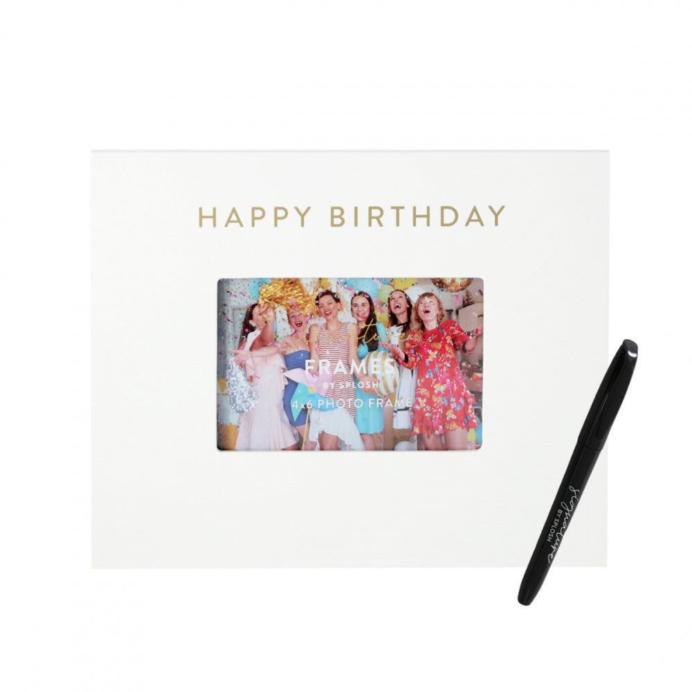 2PK Splosh Happy Birthday Signature Frame w/ Marker 27.5x23cm - White