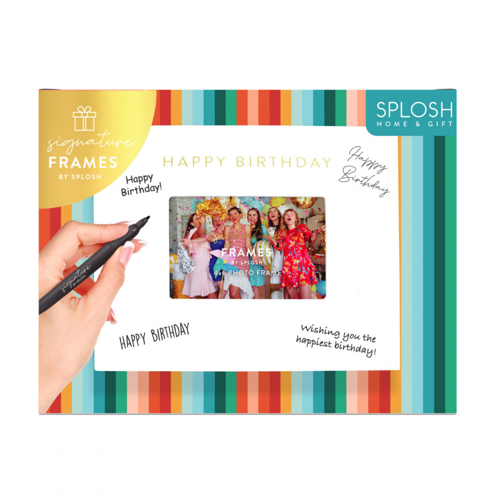 2PK Splosh Happy Birthday Signature Frame w/ Marker 27.5x23cm - White