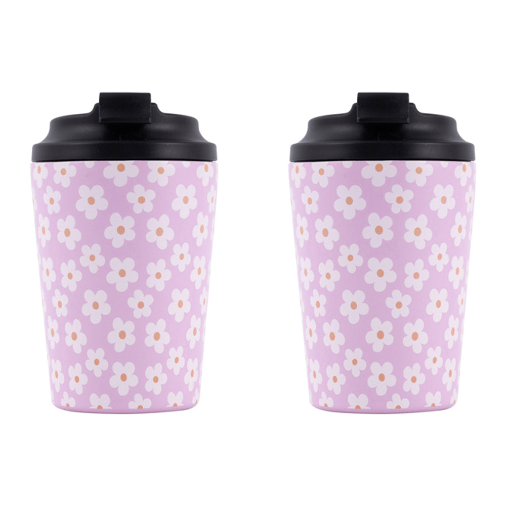 2PK Splosh Sip By Splosh Daisy S/Steel Coffee Cup 380ml