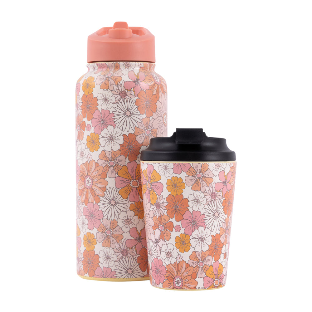 2PK Splosh Sip By Splosh Floral S/Steel Coffee Cup 380ml