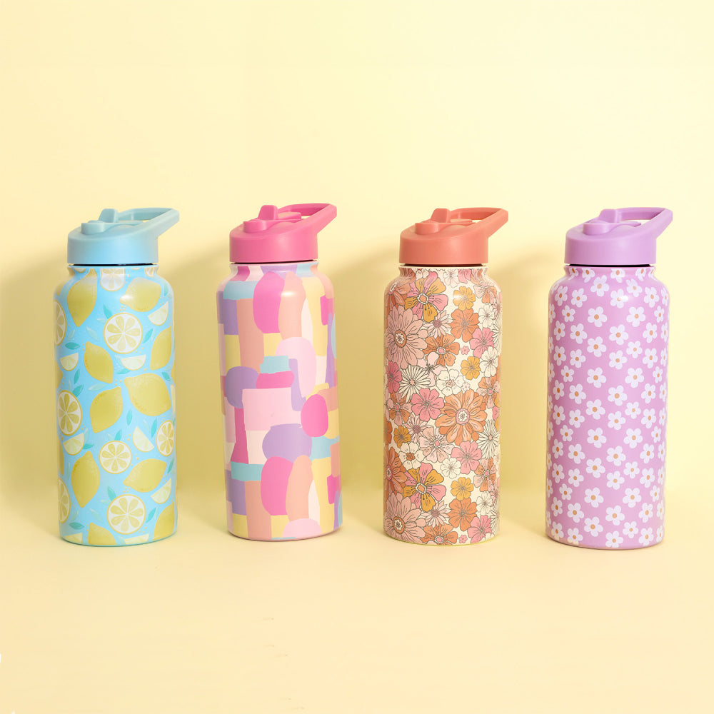 2PK Splosh Sip By Splosh Lemon S/Steel Water Bottle 950ml