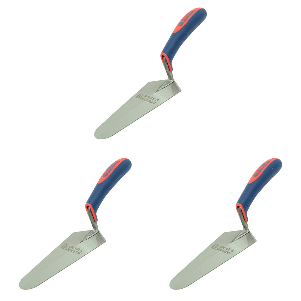 3PK Spear & Jackson C/Steel Gauging Trowel Soft Grip Handle 200mm