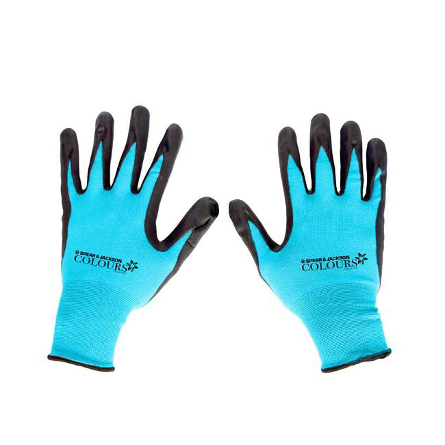 Spear & Jackson Colours Gardening Gloves Coated Palm - Blue