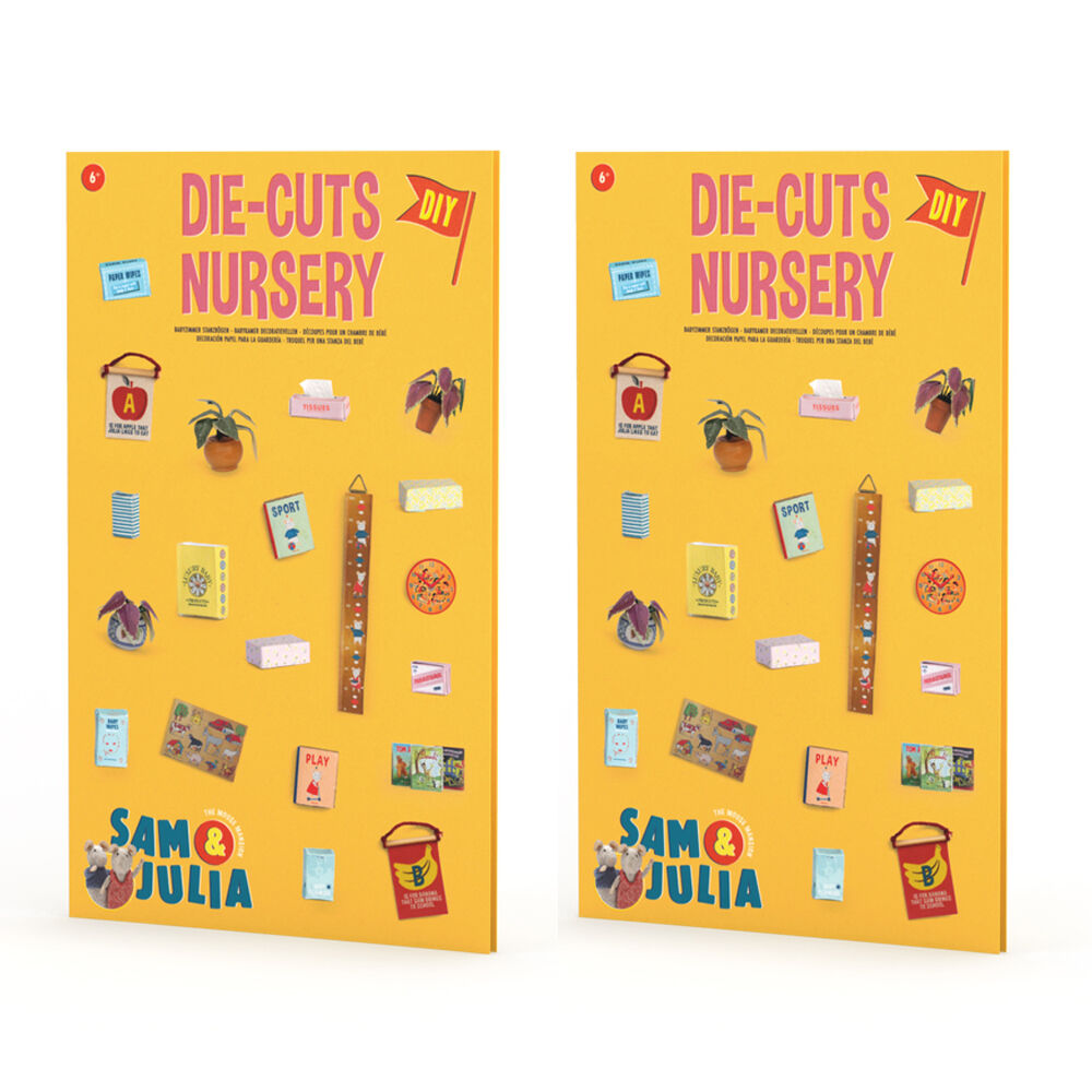 2PK Sam & Julia Die-Cuts Nursery DIY Dollhouse Paper Decor Craft Set 6y+