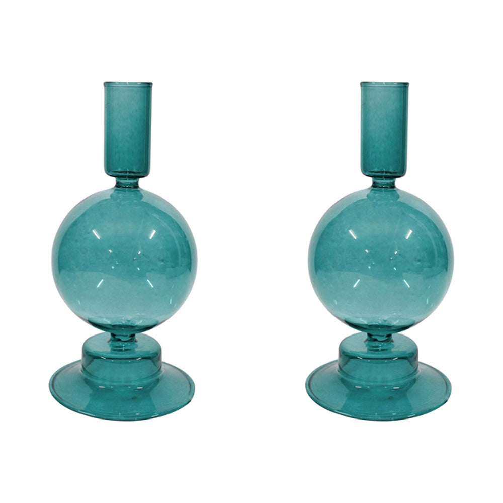 2PK LVD Glass Elle 19cm Taper Stick Candle Holder - Whimsy