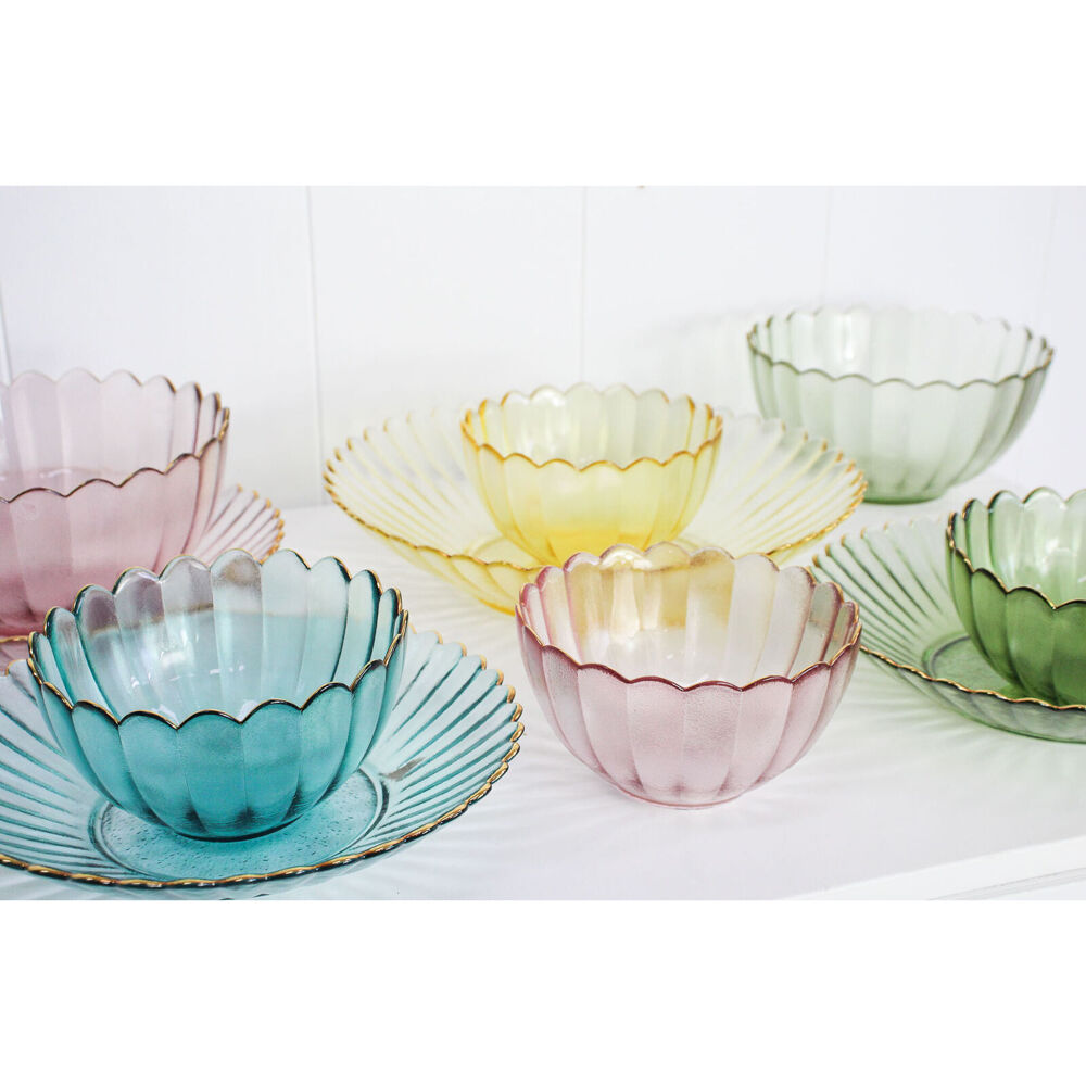 2PK LVD Glass Dish Decorative Home/Dining Tableware Large Mist/Gold