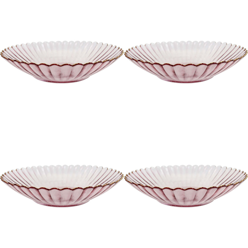4PK LVD Glass Dish Decorative Home/Dining Tableware Large Plum/Gold