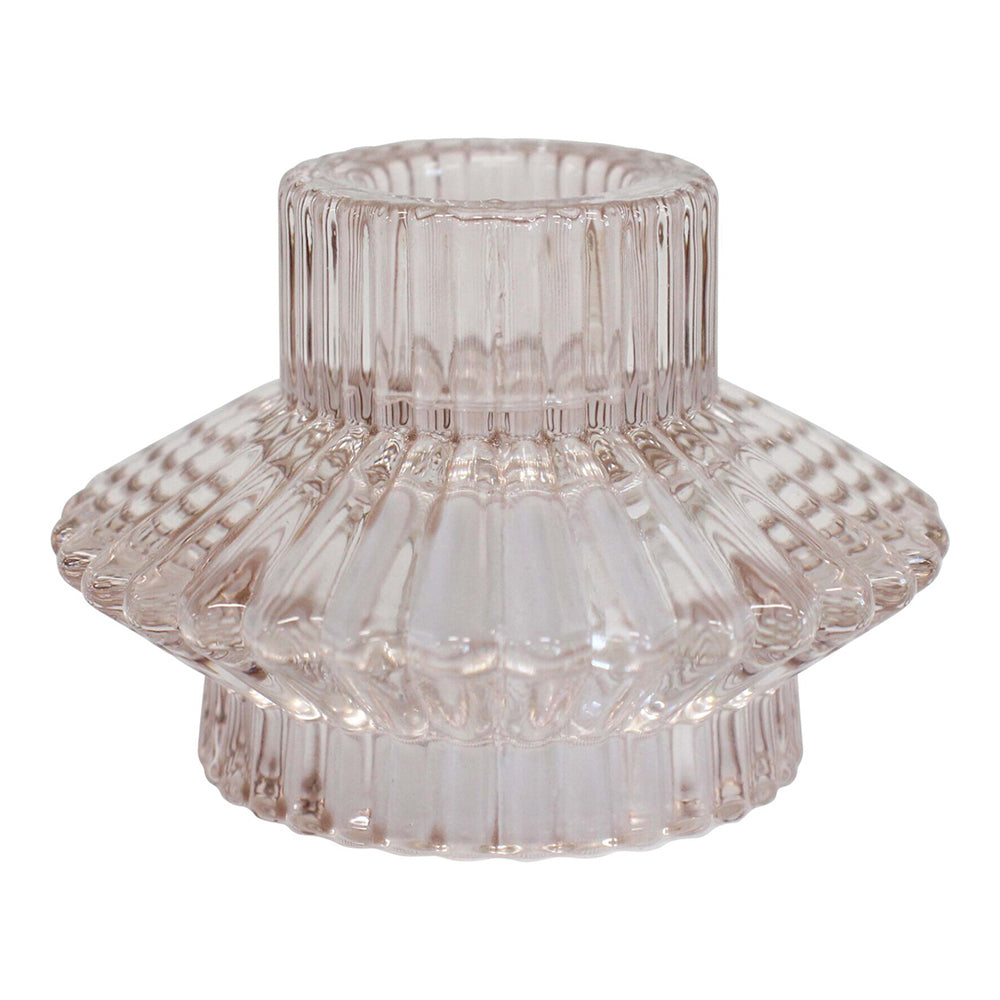 2PK LVD Glass 8cm Double Sided Pillar/Taper Candle Holder - Lemonade