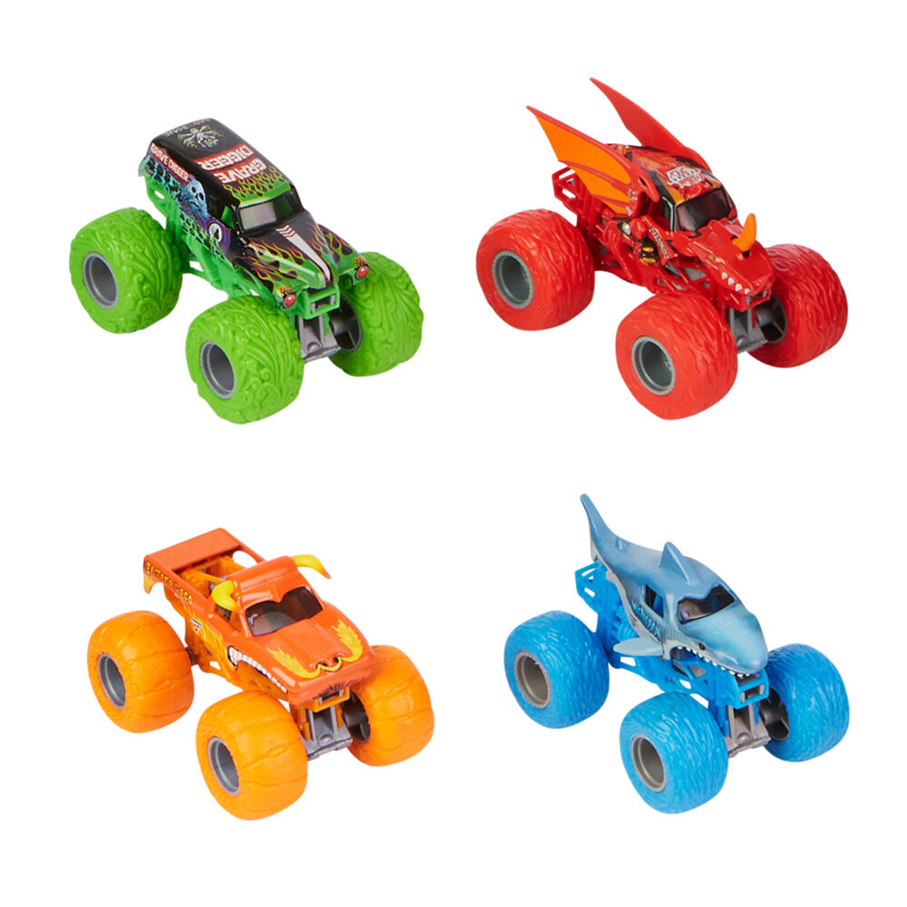 4pc Monster Jam Tough Treads 1:64 Diecast Grave Digger Trucks Kids 4y+