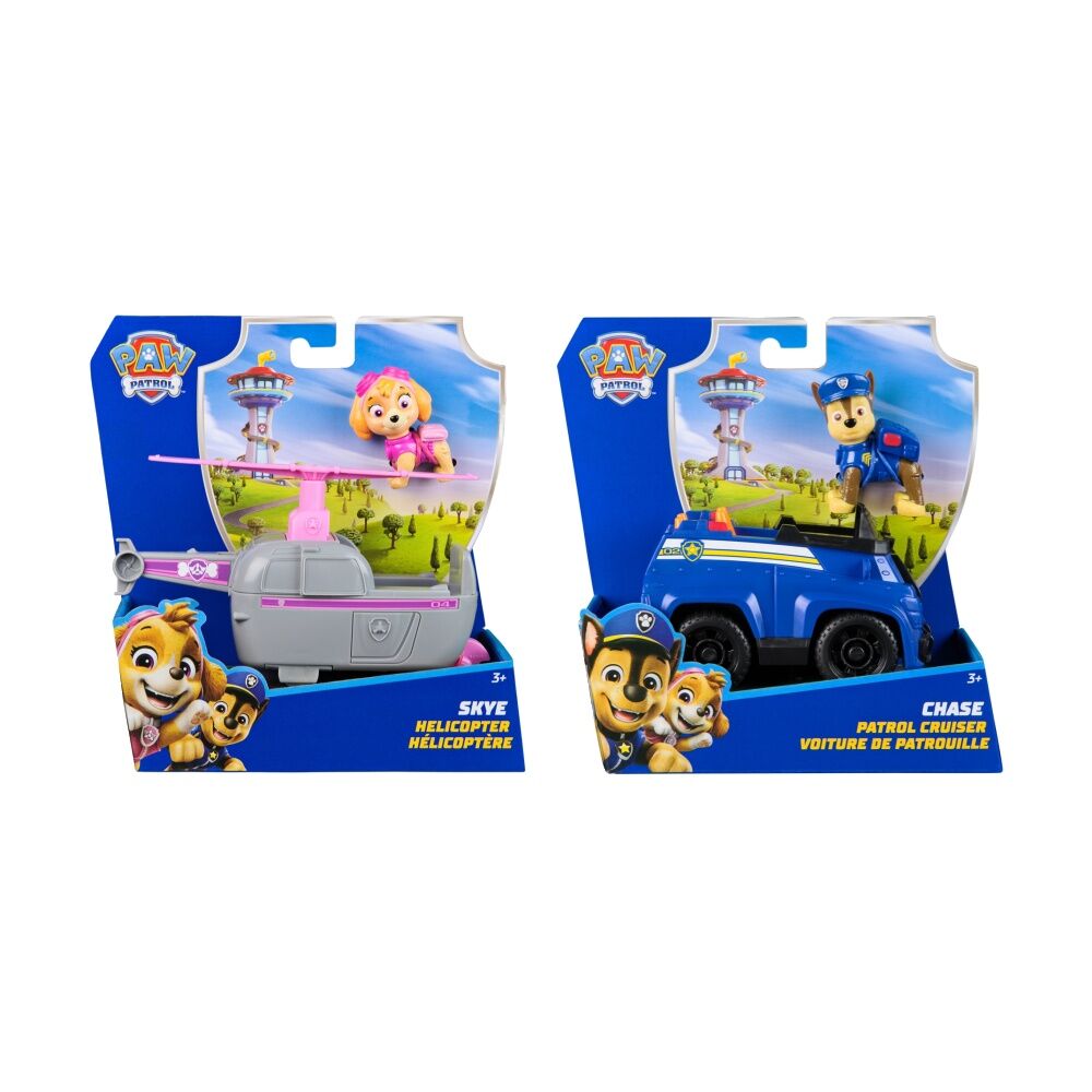 2x 2pc Paw Patrol Kids Toy Skye And Chase Sustainable Basic Rescue Vehicle 3Y+