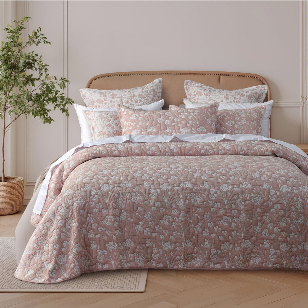 Bianca Myra Poly/Cotton Bedspread Pillowcase Set Blush Pink