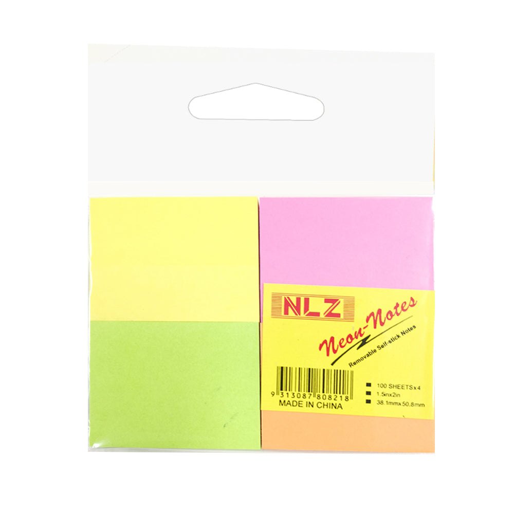 10x 4pc Neon Notes Multicoloured Sticky Notes - 100 Sheets