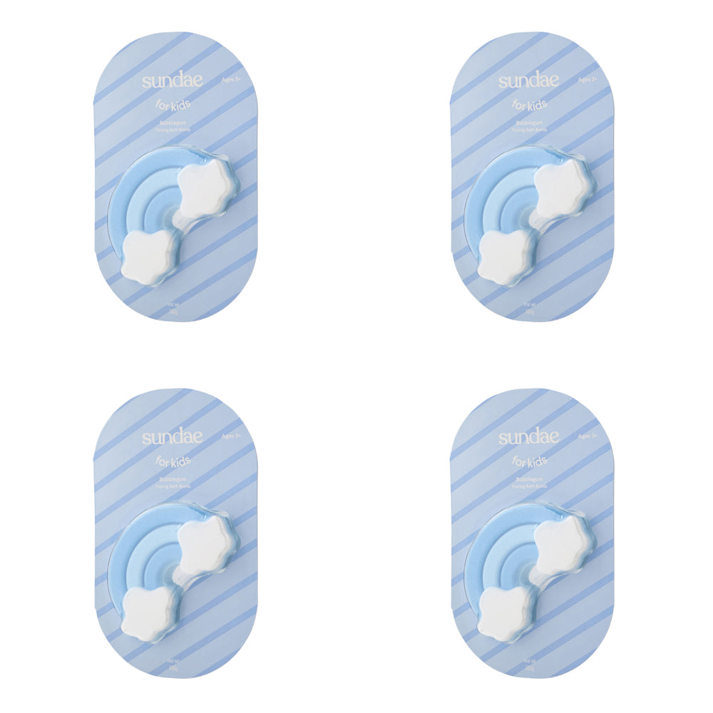 4PK Sundae Kids Fizzing Bath Bomb Bubblegum Scent Bodywash 100g