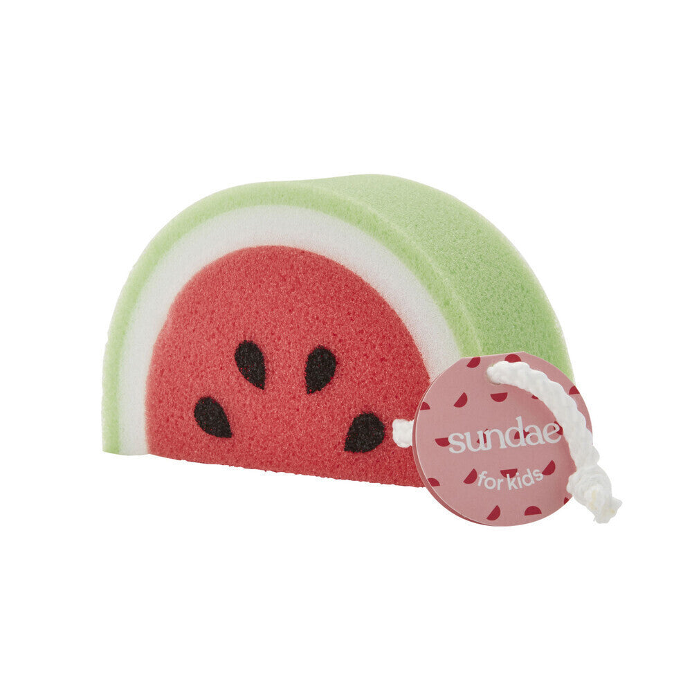 4PK Sundae Kids Assorted Bath Sponge Watermelon, Rainbow And Cherry
