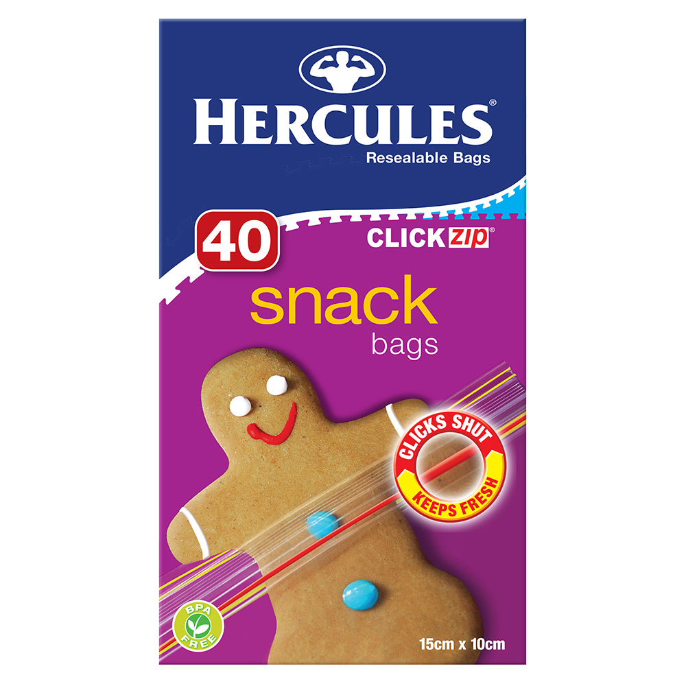 3x 40pc Hercules ClickZip Snack Bags