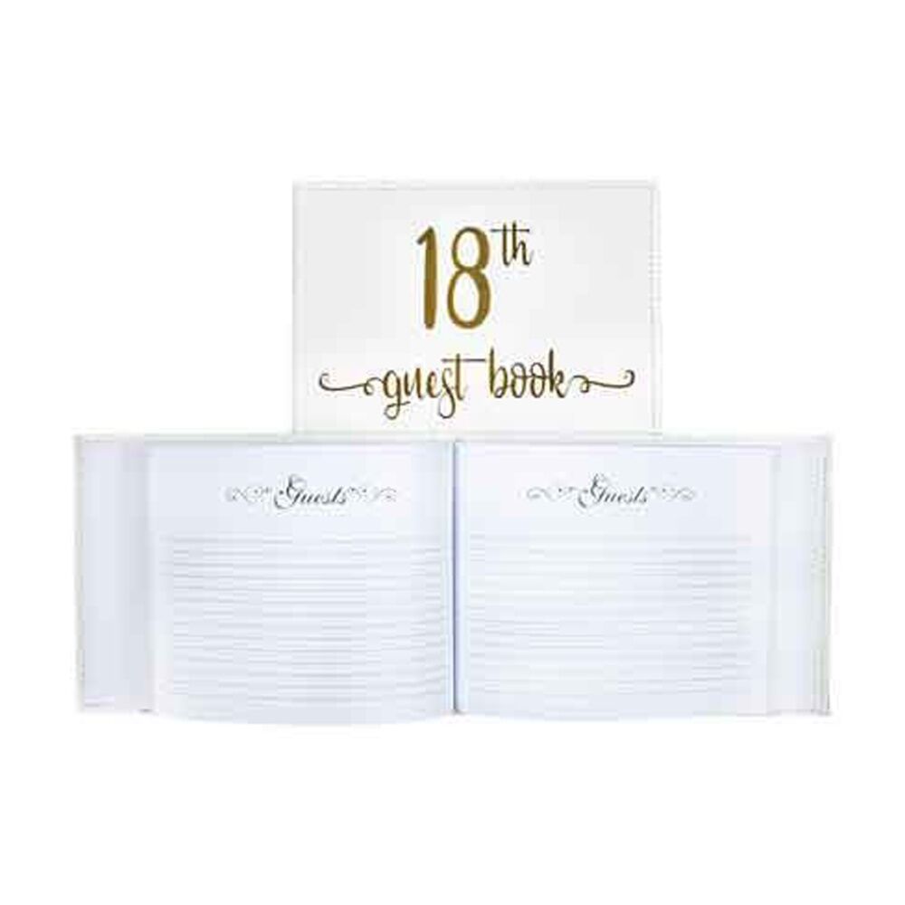 Guest Book 18th Gold Text 23x18cm Novelty Birthday Party Signature Pad