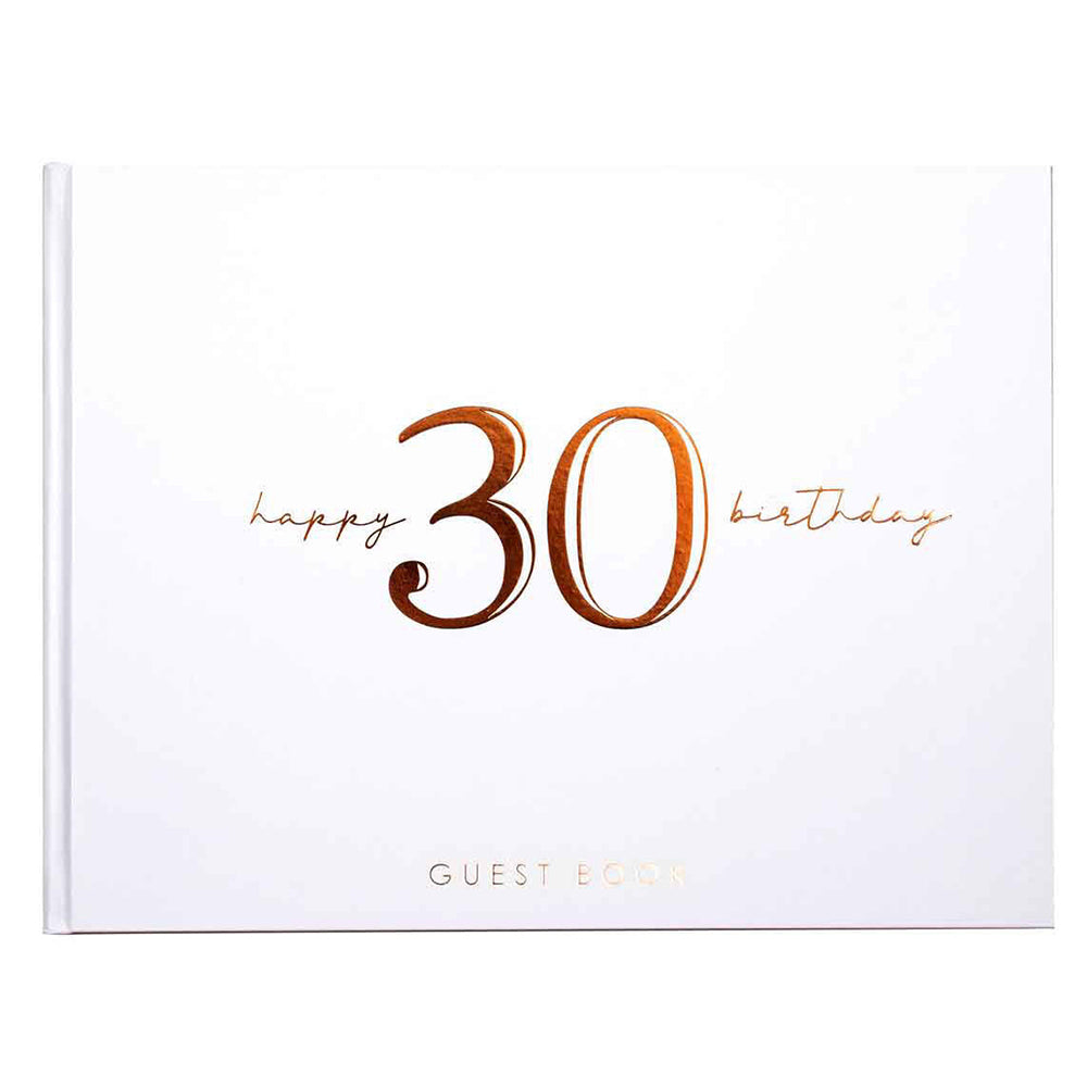 30th Rose Gold Guest Book Rose Gold Text 23x18cm Birthday Keepsake