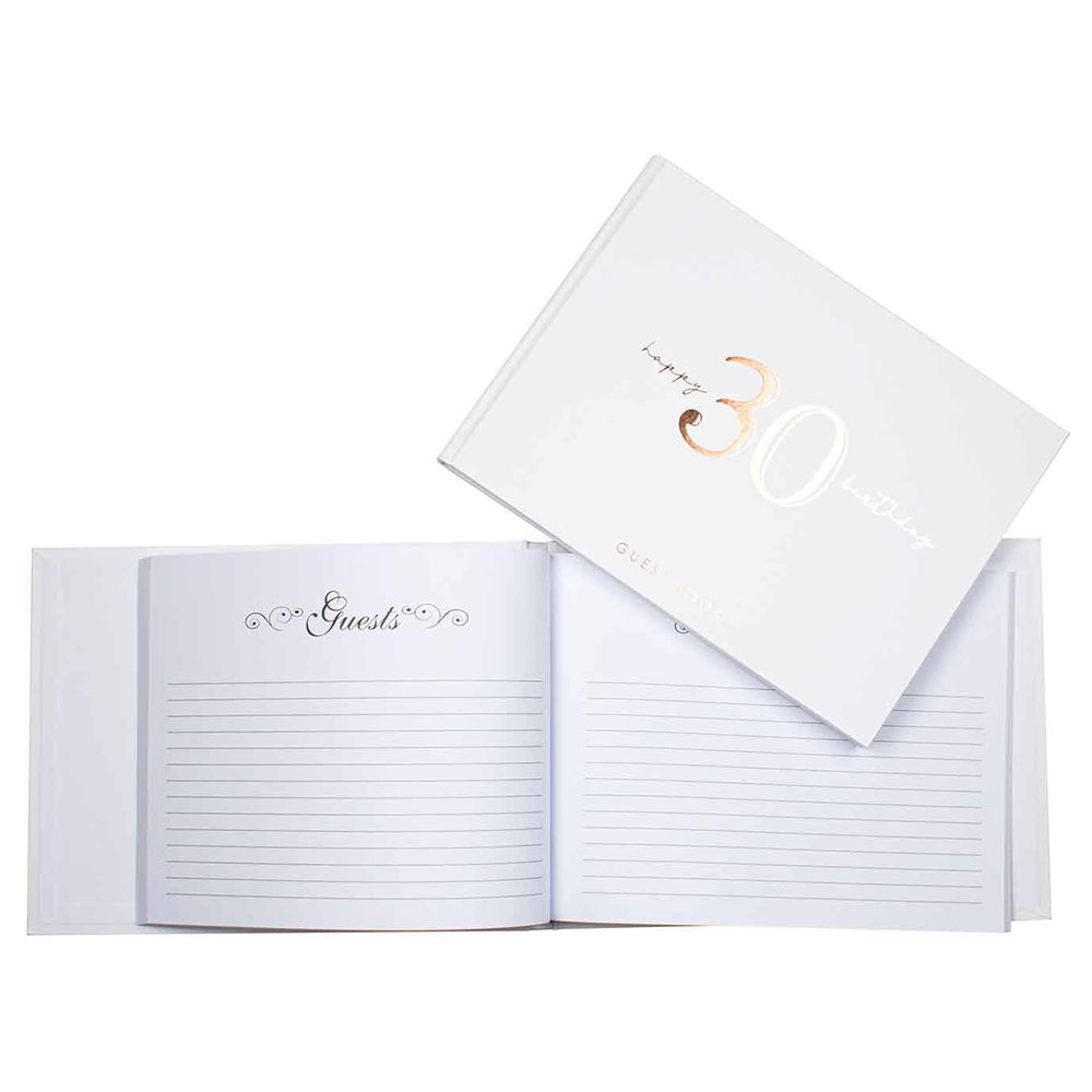 30th Rose Gold Guest Book Rose Gold Text 23x18cm Birthday Keepsake