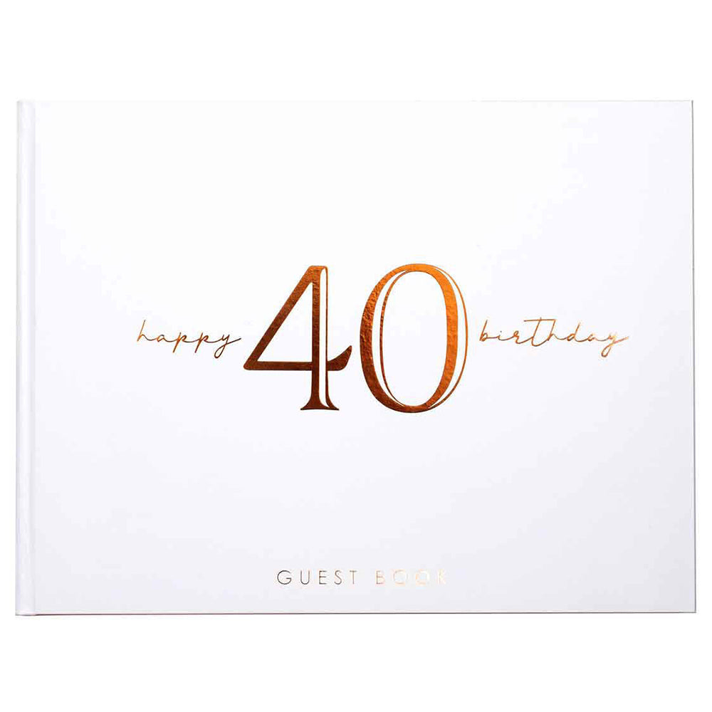 40th Rose Gold Guest Book Rose Gold Text 23x18cm Birthday Keepsake