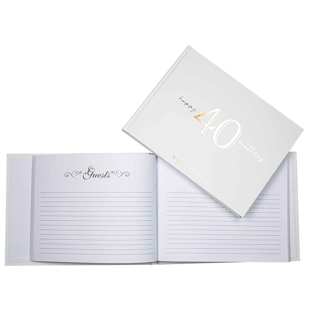 40th Rose Gold Guest Book Rose Gold Text 23x18cm Birthday Keepsake