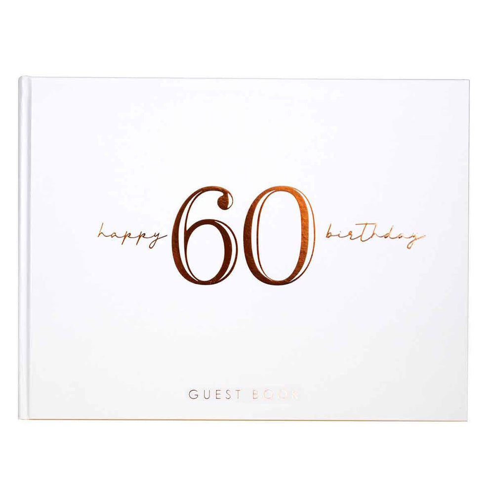 60th Rose Gold Guest Book Rose Gold Text 23x18cm Birthday Keepsake