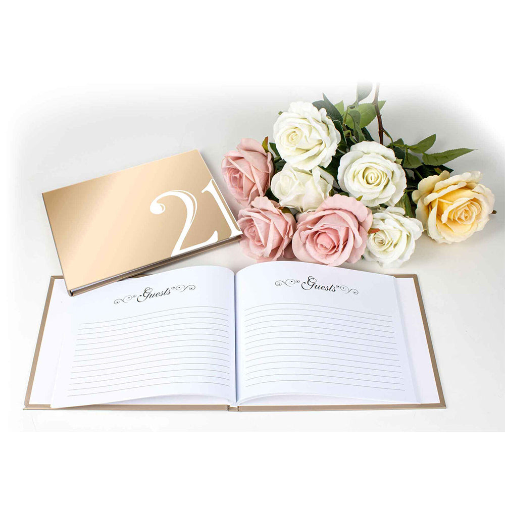 21st Rose Gold Guest Book Rose Gold Text 23x18cm Birthday Keepsake